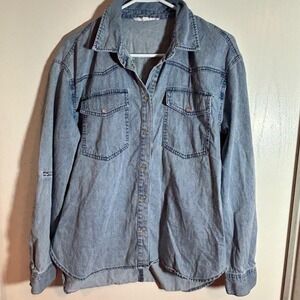 Jane +‎ Delancey Denim Shirt Womens M Light Wash Western Style